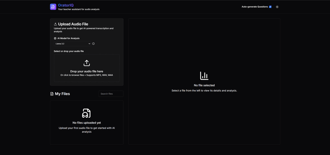 Interface principale OratorIQ