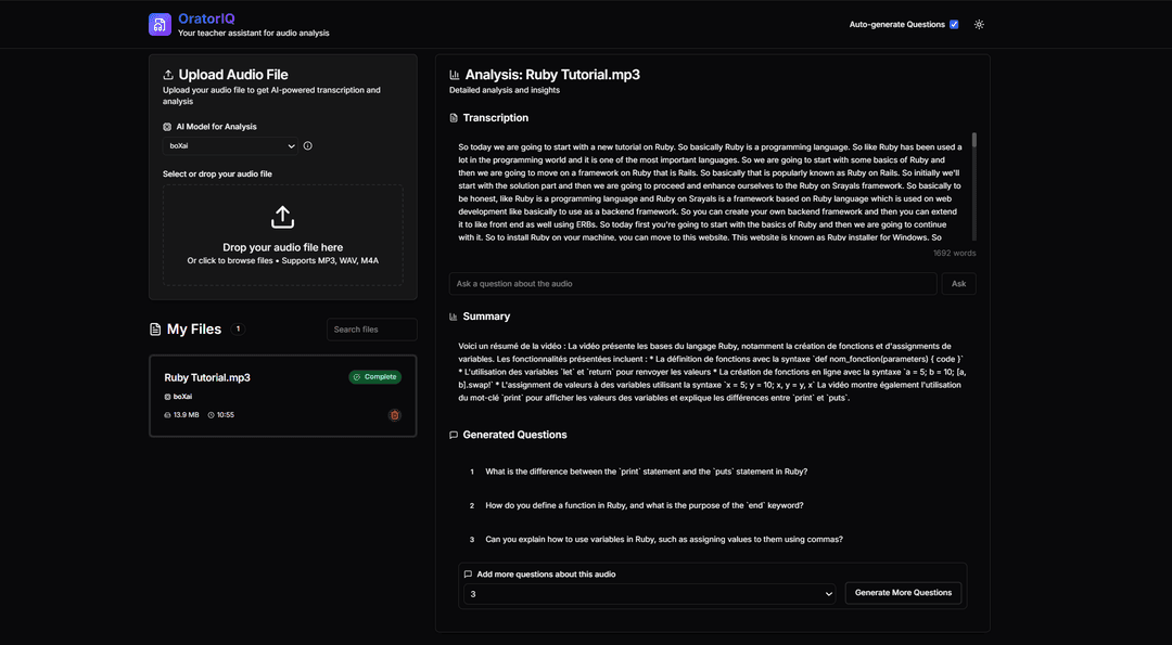 Résultats générés